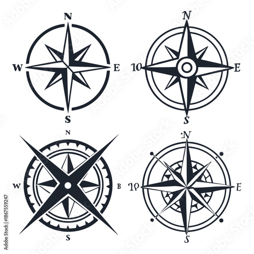 Collection of compass rose designs
