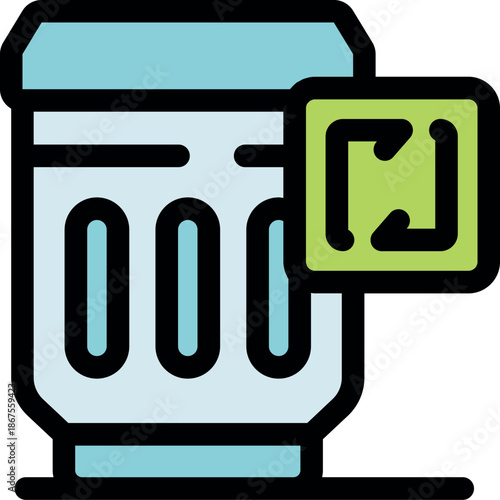 Recycling bin with rotating arrows symbol, encouraging eco conscious waste management and resource recovery