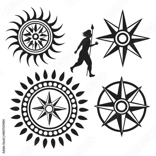 Native american symbols and compasses