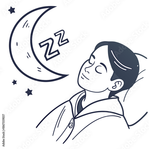 Sleeping child under the moon