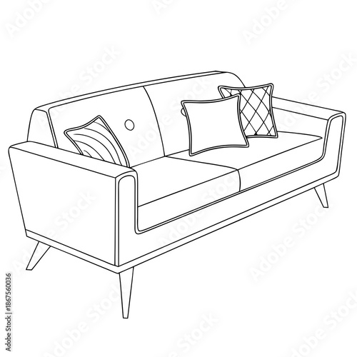 Modern sofa with throw pillows