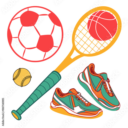 Sports equipment illustration