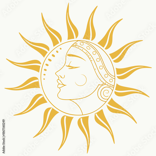 Sun with face illustration