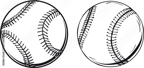 Baseball Ball Vector Illustration – Hand Drawn Sports Ball Set