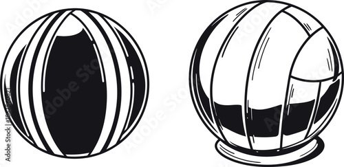 Beach Ball Vector Illustration – Hand Drawn Summer Inflatable Ball Set