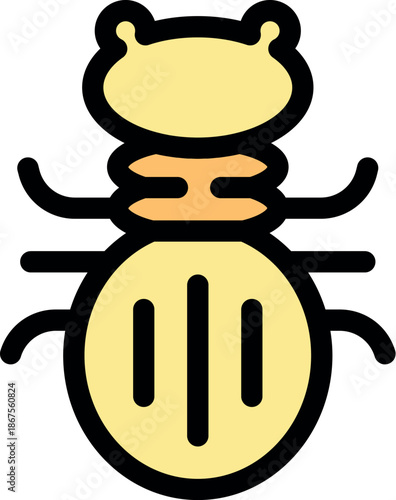 Simple icon of a colorado potato beetle with an orange pronotum and yellow elytra
