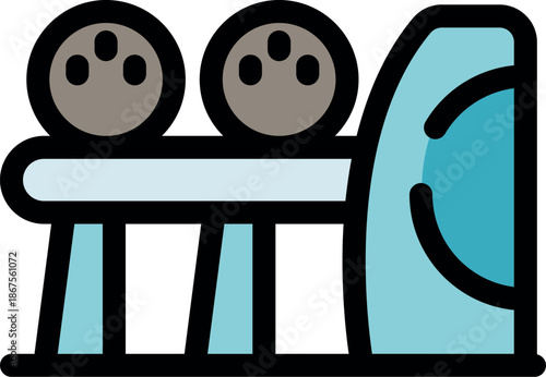 Bowling ball return system is bringing back two bowling balls, ready for the next player