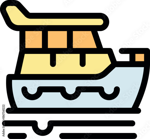 Ferry boat cruising on water, offering passenger transportation with an upper deck for scenic views