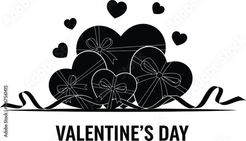 Valentine's Day celebration with wrapped hearts and ribbons