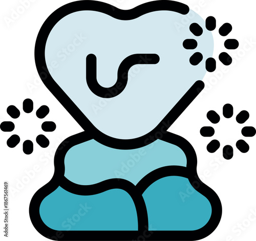 Heart shaped tooth with root canal, sparkling clean, symbolizing good oral hygiene and dental health