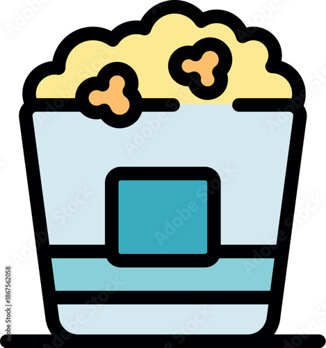 Iconic popcorn bucket filled with fluffy, buttery popcorn