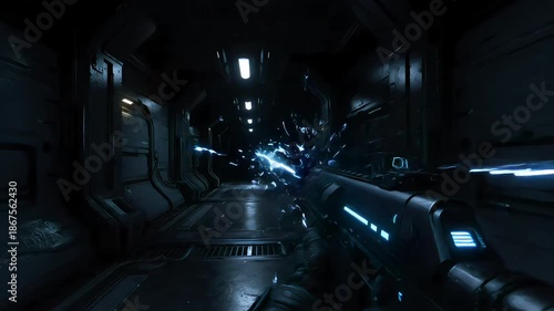 First Person Shooter FPS Sci-Fi Plasma Rifle Gun Fire