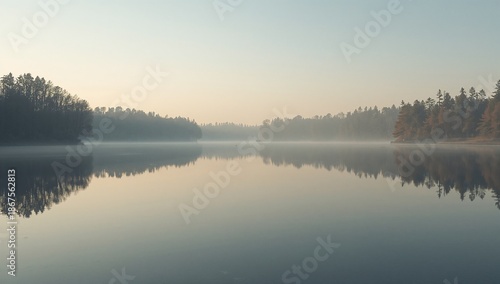 Calm Lake Reflection Landscape, Peaceful Nature Scene