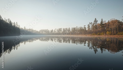 Calm Lake Reflection Landscape, Peaceful Nature Scene