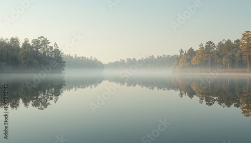 Calm Lake Reflection Landscape, Peaceful Nature Scene