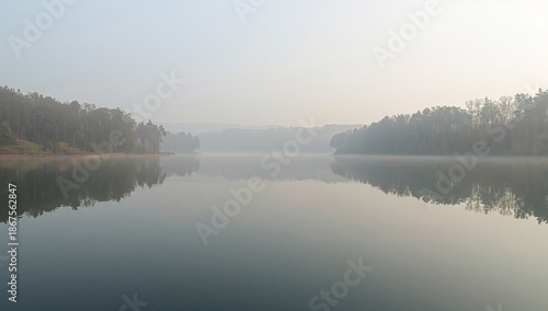 Calm Lake Reflection Landscape, Peaceful Nature Scene
