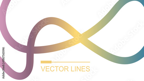 Abstract Color Lines Pattern. Background with Gradient Ribbon Waves. Vector Curve 3D Graphic Shapes.