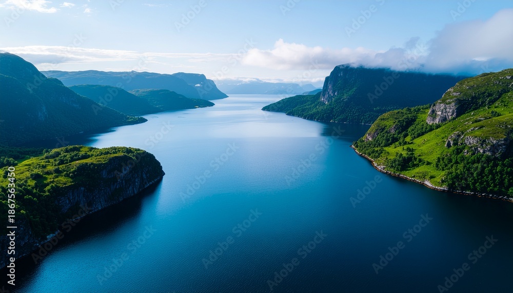 Obraz premium Emerald Fjords Under Clear Skies
