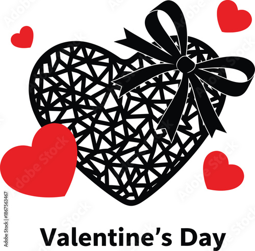 Valentine's Day celebration with decorative heart and red hearts