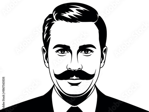 Businessman with Mustache and Suit
