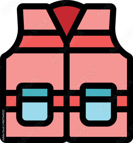 Life vest ensuring safety during water activities, featuring pockets and straps for secure fit