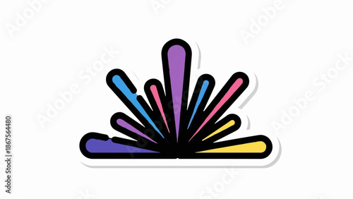 A colorful burst of abstract shapes radiating outwards