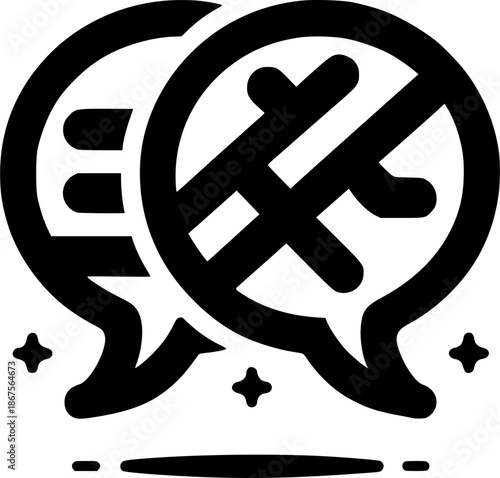 Silence of Speech: A symbolic representation of restricted communication, where a hashtag is blocked, illustrating censorship or silence of online conversation.