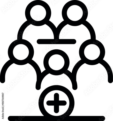 Group of people joining a business team, expanding workforce, finding new employees, online forum, social media group