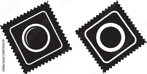 Set of Condom Packaging Icons, Contraception and Safe Sex Symbol Vector Illustration for Healthcare and Sexual Health Education