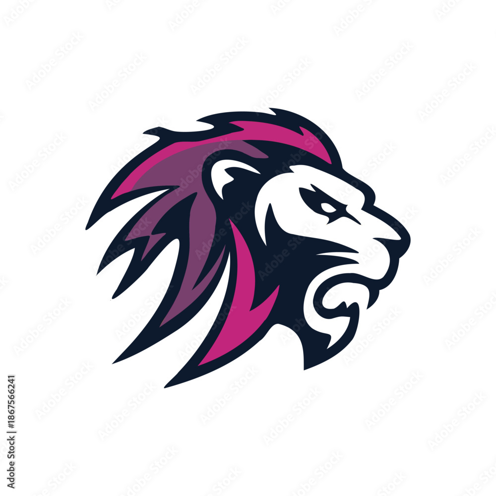 Fototapeta premium Fierce Lion Head Mascot Logo with Gradient Mane