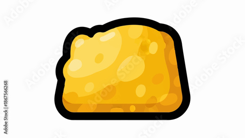 A cartoon-style wedge of yellow cheese with holes, outlined in black