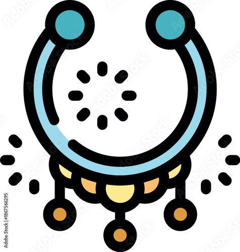 Septum piercing ring with hanging balls, shining and sparkling, ideal for body modification