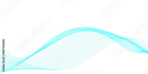 Minimal abstract white background with flowing thin blue wave lines creating smooth motion, fluid rhythm, and an elegant modern technology sound frequency vector pattern