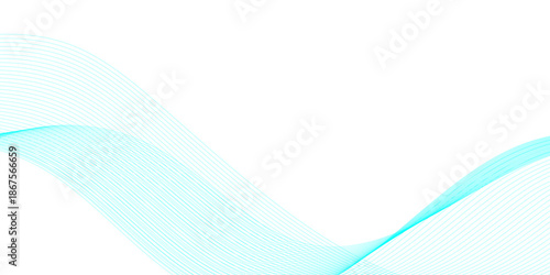 Abstract smooth transparent blue wave element on white background, featuring flowing curved motion lines that resemble smoky movement and modern technology sound patterns