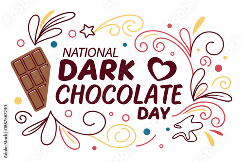 Celebrate National Dark Chocolate Day with Gourmet Chocolate Vector Illustration Isolated on White Background