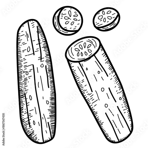 vector drawing of cucumber
