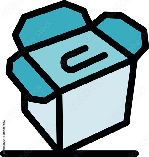 Open cardboard box with wire handle and pastel colors showing inside content