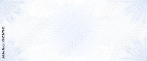 Blue guilloche checkbook and cheque security watermark pattern. Guilloche texture background of voucher and money banknote with fine wavy lines and circular grid