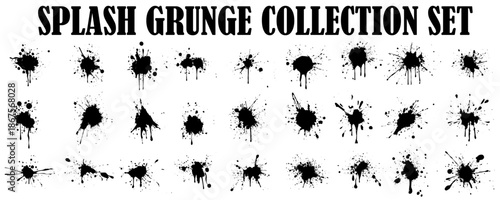 Grunge ink splatter. Artistic ink spots  illustration set