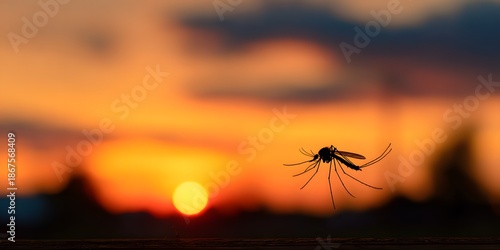 Wallpaper Mural Mosquito Silhouette at Sunset Symbolizing Risk, Vulnerability, and Environmental Threat Torontodigital.ca