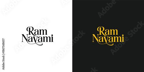 Ram navami festival logo with golden and black text and black backgrounds for celebration