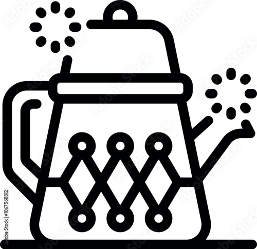 Cozy kettle emitting steam, warming water for a hot beverage, perfect for winter, representing hygge lifestyle and comfort