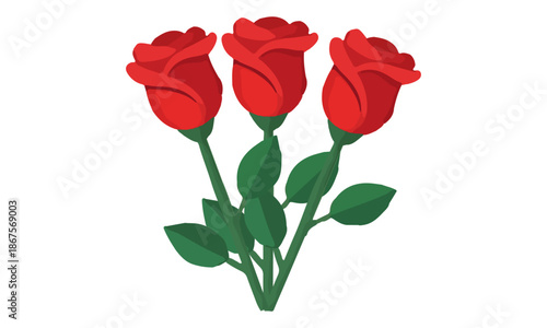 Decorative red roses floral design romantic vector illustration