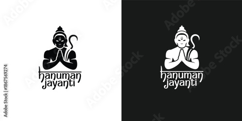 Black and white illustrations of ganesha on contrasting backgrounds for hanuman jayanti celebration