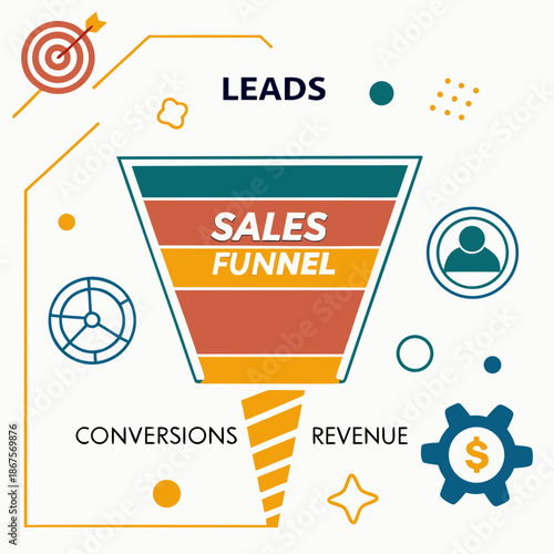 Sales funnel concept illustration