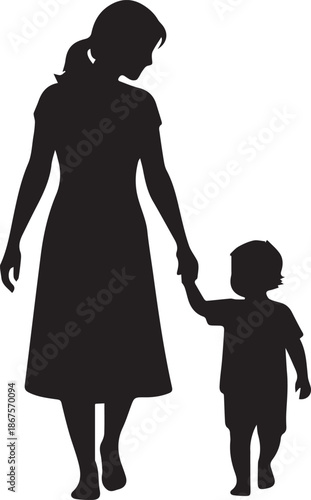 Mother and child walking hand in hand