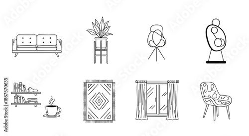 Modern home decor elements Vector