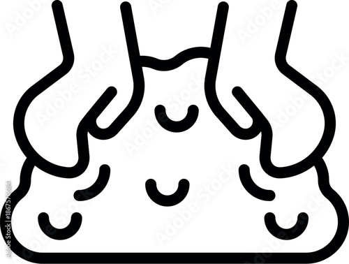 Baker making mixture for baking bread, kneading dough for pizza, preparing pasta, cooking icon, bakery process, kneading symbol