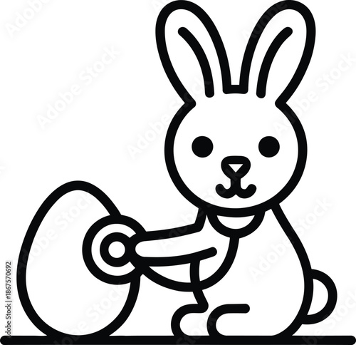 Easter Bunny with Egg Outline