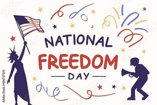 NATIONAL FREEDOM DAY vector illustration isolated on white background